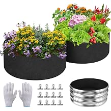 2 Sets 2 x 2 x 1 ft Raised Garden Bed Liner Bag, Breathable Grow Bed Fabric Liners with Clips and Gloves, Garden Box Non Woven Bag for Outdoor Plants Growth Keep Soil Isolation No Garden Bed