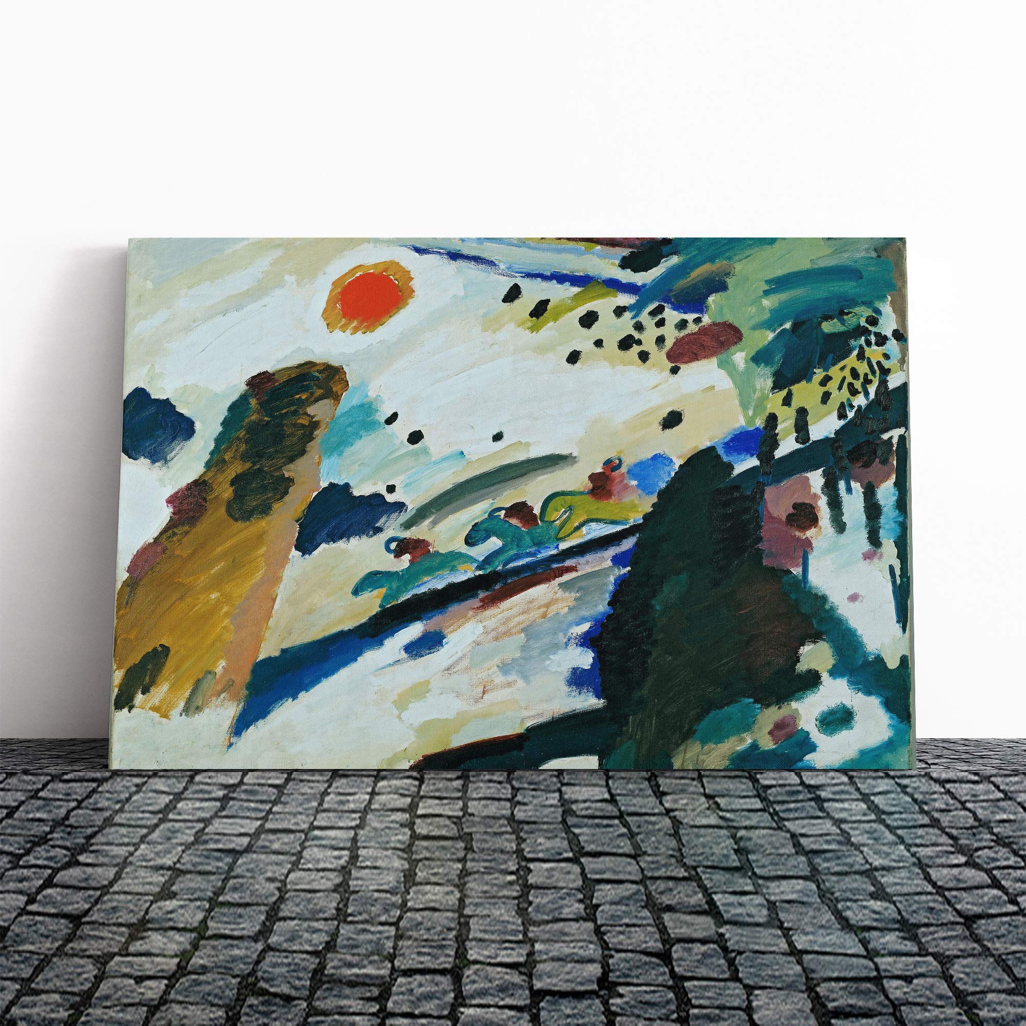 Wassily Kandinski Romantic Landscape Canvas Print | Gallery Wrapped 30mm Frame Wall Art | 30x20 inches | Ready to Hang | Modern Landscape Picture | Living Room Bedroom Lounge Office