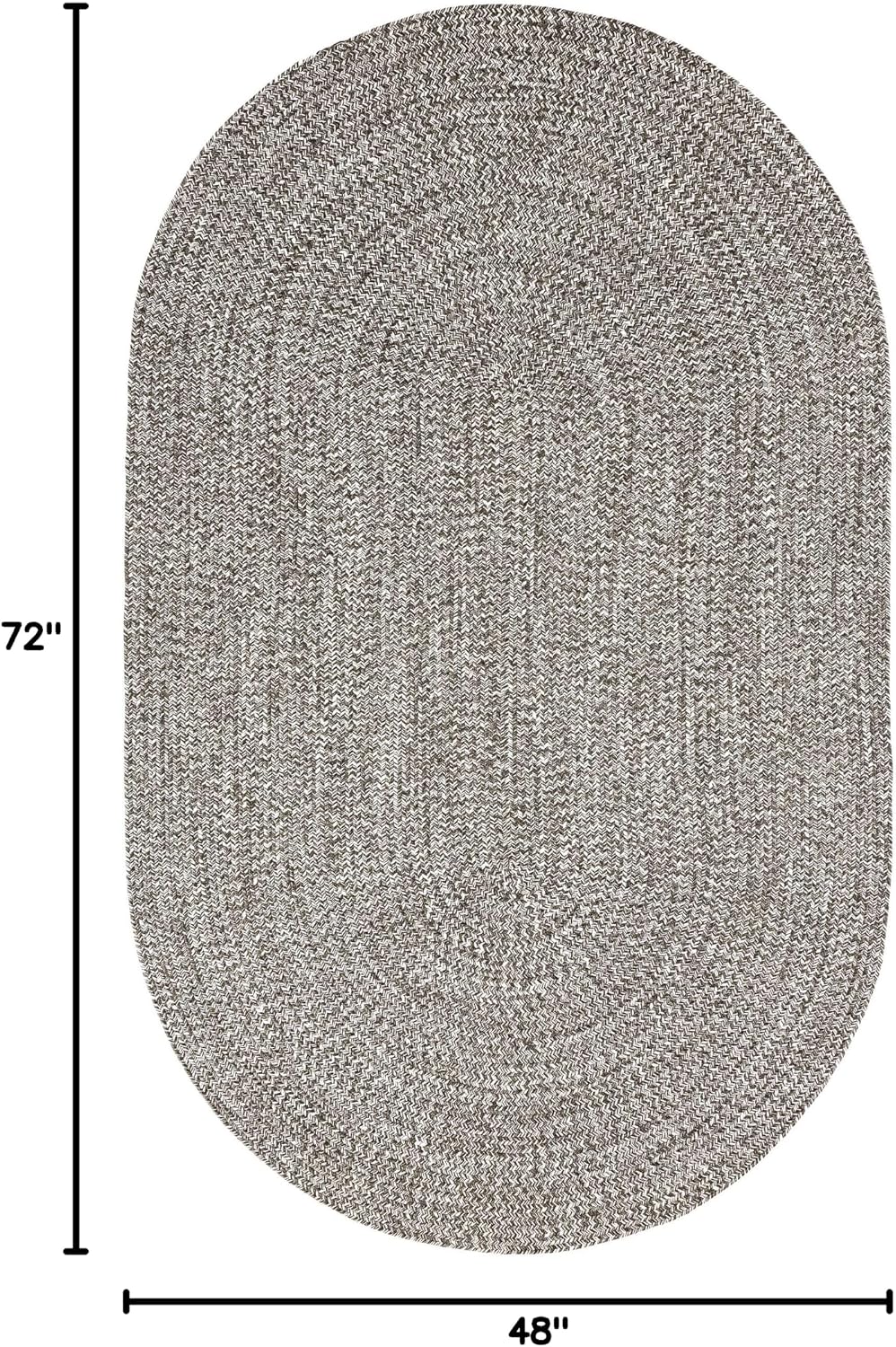 BLUENILEMILLS Tintoretto Braided Area Rug, Gorgeous, Soft, Durable, Reversible, Indoor/Outdoor, Vintage, Duo-Tone, Charcoal-White, 4' x 6' Oval