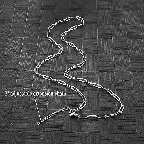 Miniatura 5 de Collar de cadena de eslabones de clip de acero inoxidable para mujer con extensión - color plata y oro