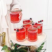 Vista 4 de Kate Aspen Juego de 6 vasos con cuentas, cristalería retro vintage de 10 onzas, vasos de jugo de agua para cóctel, anfitriona o regalo