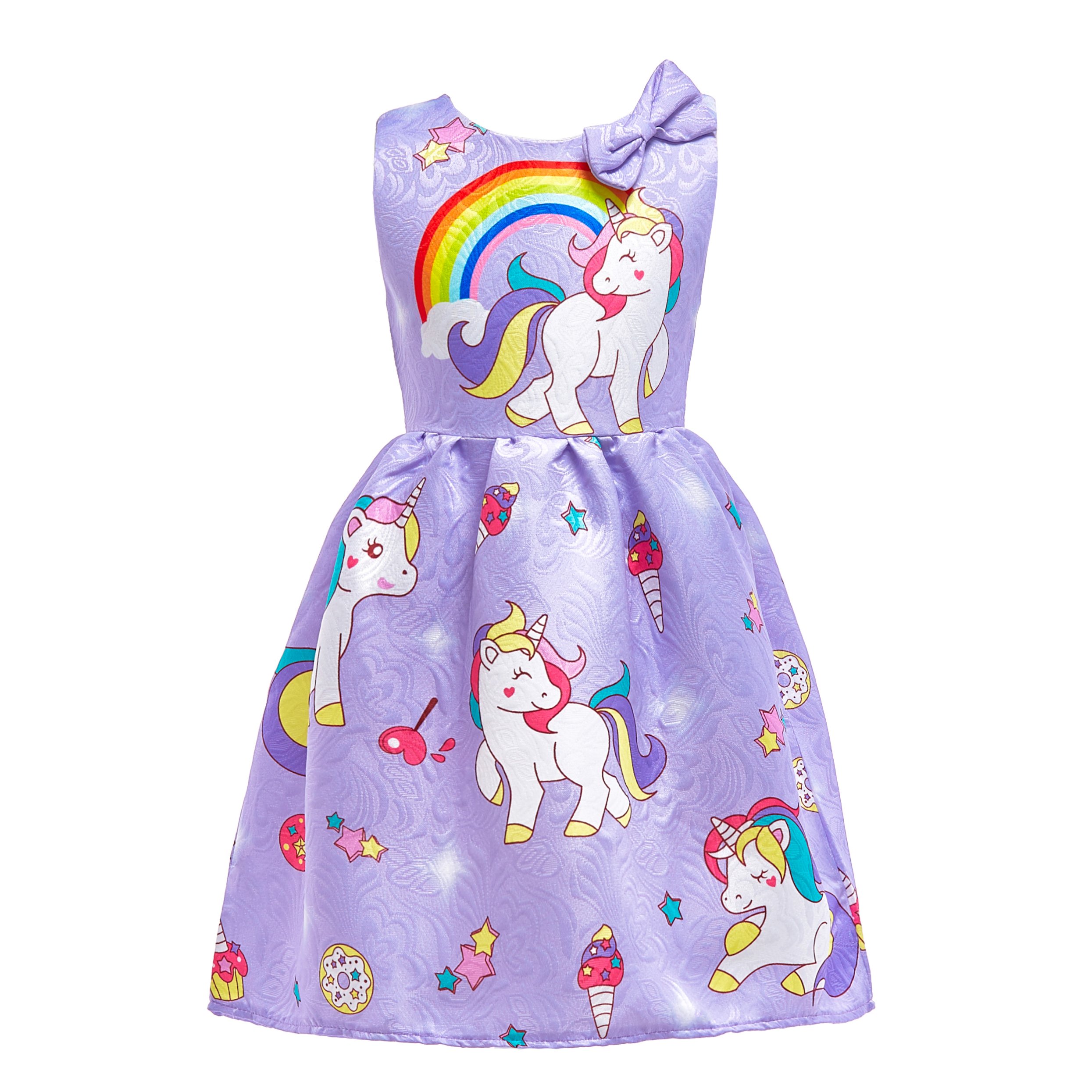 Lito Angels Vestido de Unicornio para Niñas, Ropa Casual de Fiesta de Cumpleaños de Verano, Talla 5-6 años, Estilo D - Morado