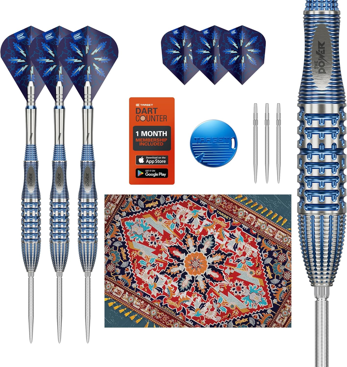 Target Darts Phil Taylor Steel Tip Gx2 Dart Set, 22G/24G/26G | 95% Tungsten Darts, Pro Ultra No.6/Vapor S Flights & Power Titanium Shafts, Swiss Nano Points Silver & SP Tool Included