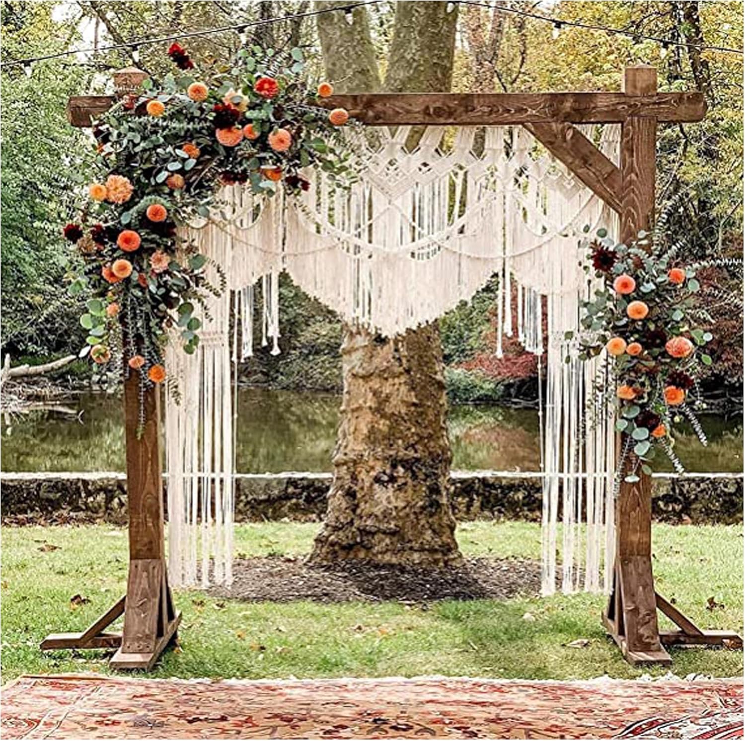 Bohemian Macrame Wedding Backdrop Decor Boho Chic Macrame Wall Hanging Style Macrame Tapestry Macrame Curtain & Macrame Arch (W 60 X L 85)