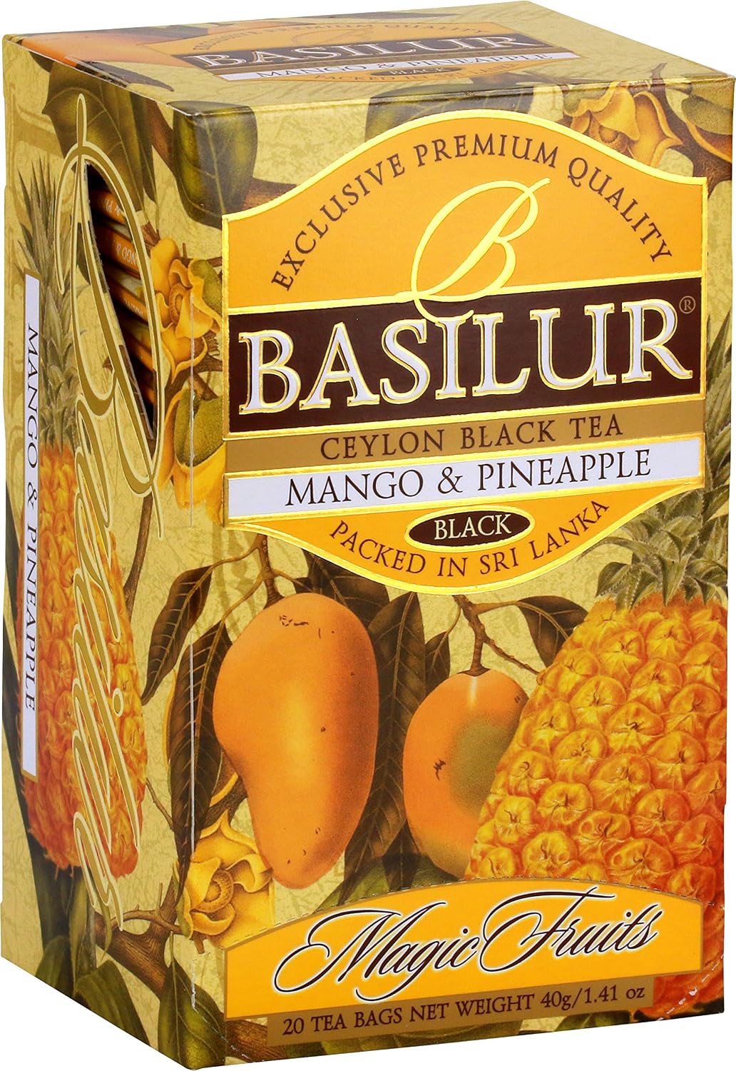 Basilur | Ginger Tea | Ceylon Black Tea | Magic Fruits Collection | 20 Count Foil Enveloped - Pack of 2