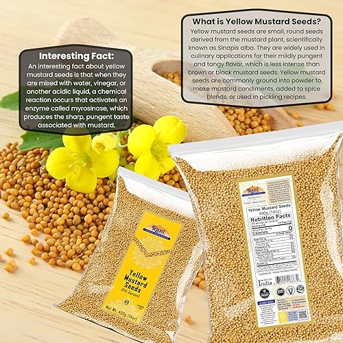 Miniatura 5 de Rani - Semillas de mostaza amarilla, especias enteras, 14 onzas, totalmente naturales, veganas, aptas para gluten, sin OMG, origen indio
