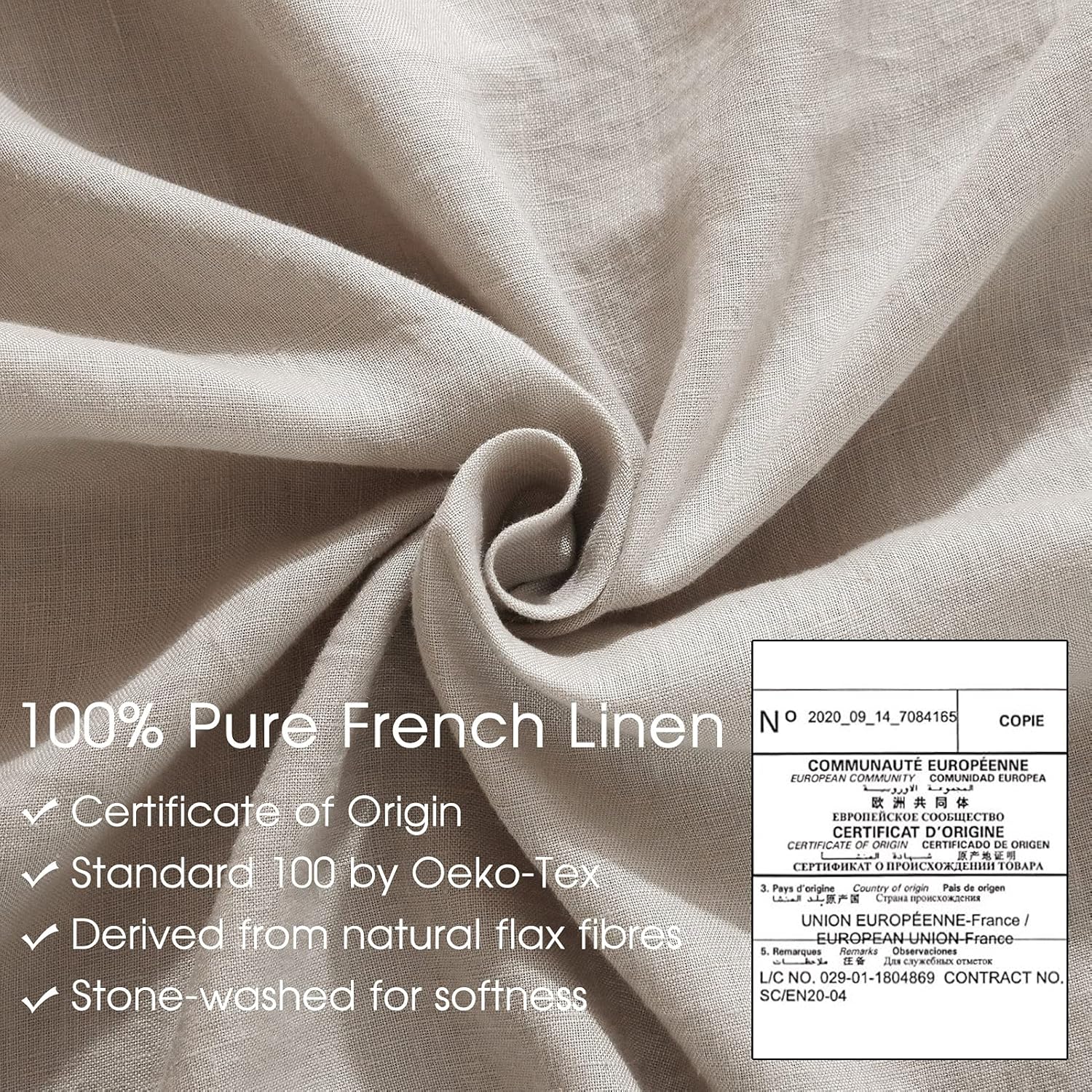HYPREST 100% French Linen Body Pillow Cover, 20x54 Body Pillow Cover Cooling, Super Soft Breathable Moisture-Absorbing Stone Washed Flax Linen Pillowcase for Body Pillow, Envelope Design