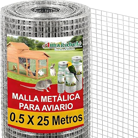 Amagabeli Malla Electrosoldada Galvanizada Malla Soldada 12,7x12,7/50cm, Rollo 25 Metros Rollo Malla Alambre Metalica Grosor del Alambre Pajarera Metalica