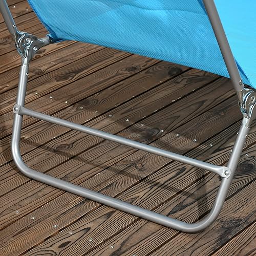 Miniatura 7 de Outsunny Sillas tumbonas plegables de 2 piezas, sillas de bronceado para piscina con respaldo reclinable, asiento de malla transpirable,