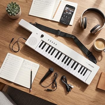 37 Key Electronic Keyboard for Beginners and Kids Portable Digital Piano Mini Keytar Organ with Built-in Speakers Learning Music Instrument White BF-3755