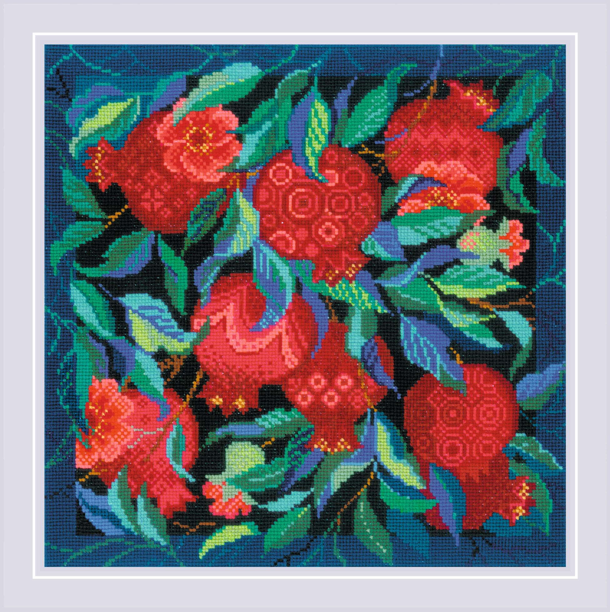 RIOLIS - Panel/poduszka Granat Ogród 2269, zestaw do haftu krzyżykowego, 38 cm x 38 cm, dla początkujących i zaawansowanych, zestaw do haftowania