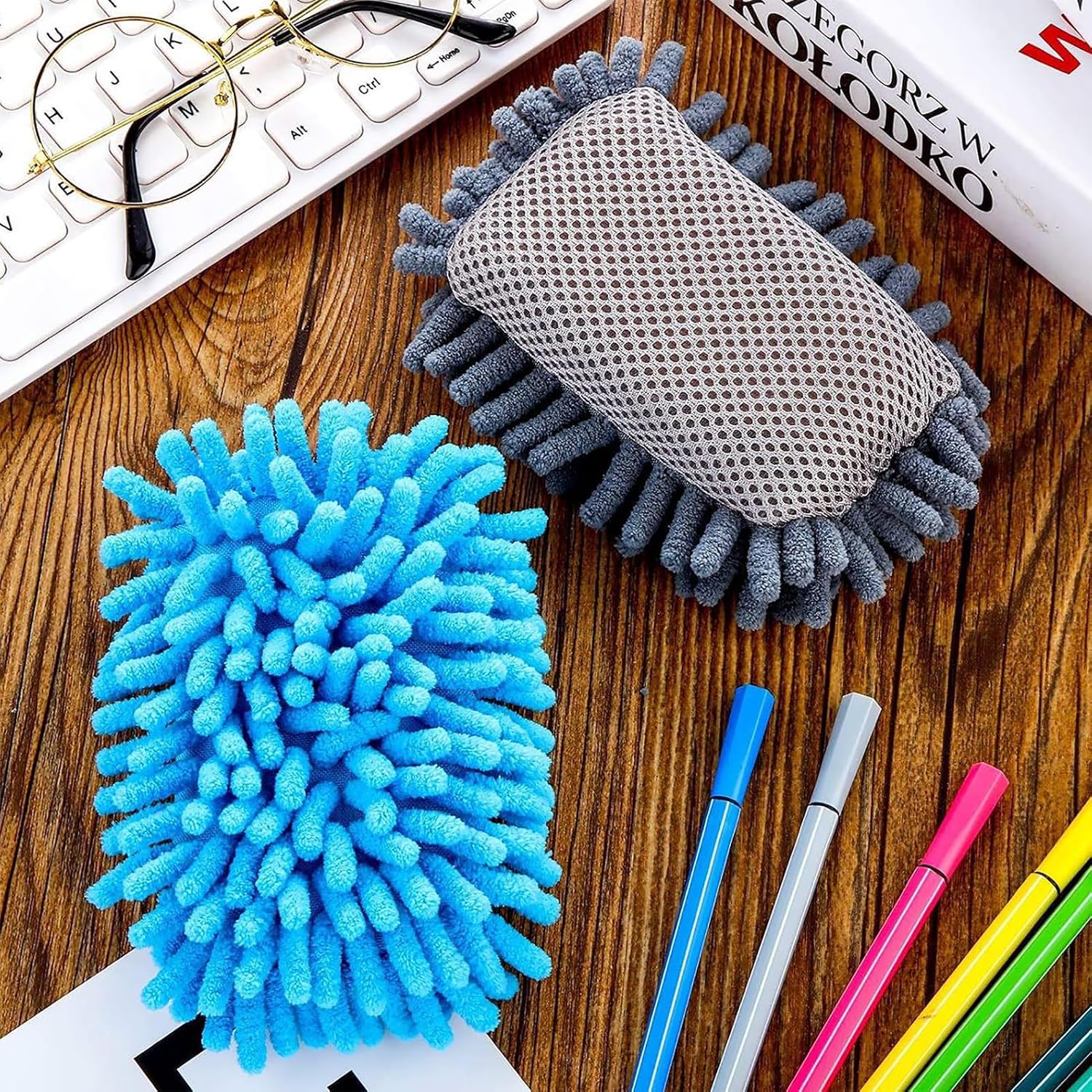Board Eraser, 2 Pcs Clean Sponge, White Board Eraser, Dry Boards Erasers, Microfiber Shag Whiteboard Erasers Washable Microfiber Shag Dry Erase Boards Cleaner for Markers Chalk Home Classroom Office
