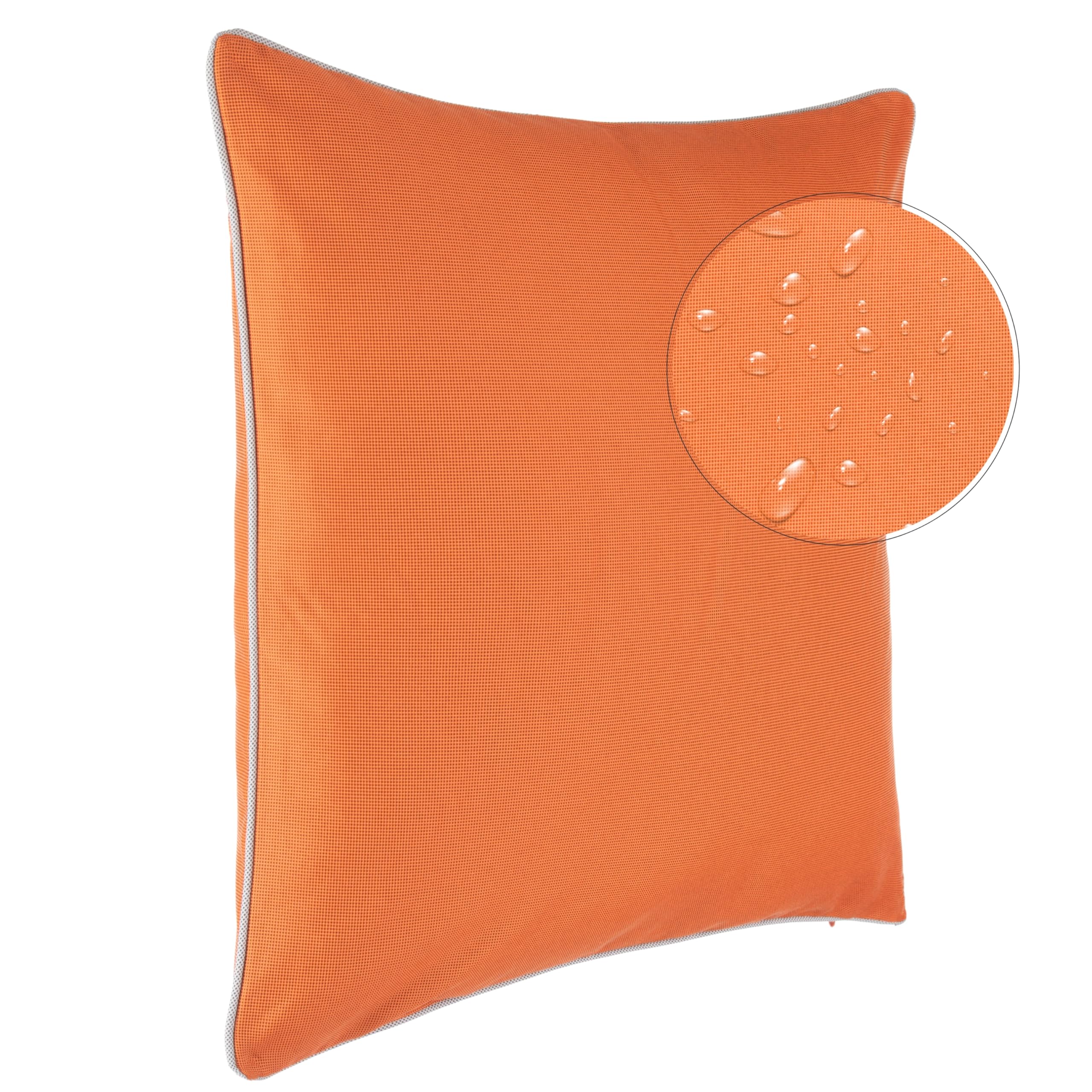 Brandsseller Set de 2 Cojines de Exterior 45x45 cm – Cojines Decorativos Impermeables con Ribete – Resistentes a la Intemperie para Jardín, Sofá, Balcón y Terraza – Naranja