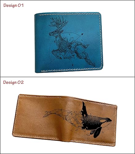 Miniatura 2 de Ocean sea animal pattern wallet, leather handmade wallet, gift for him, geometric modern art wallet for men - Whale