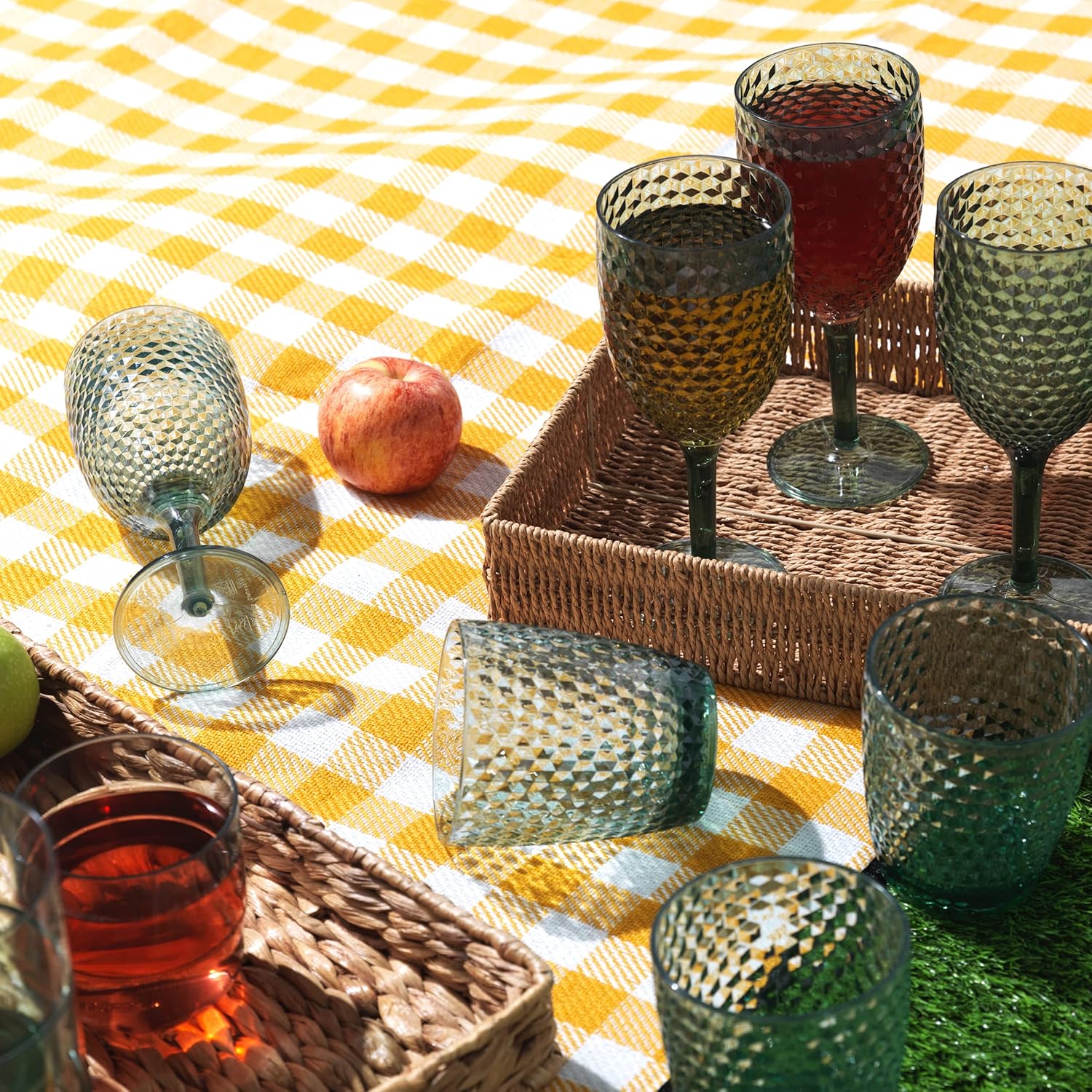 CAMBRIDGE CM07655GEU7 Fete Wine Glasses Diamond Design, 4 Pc Set, BPA