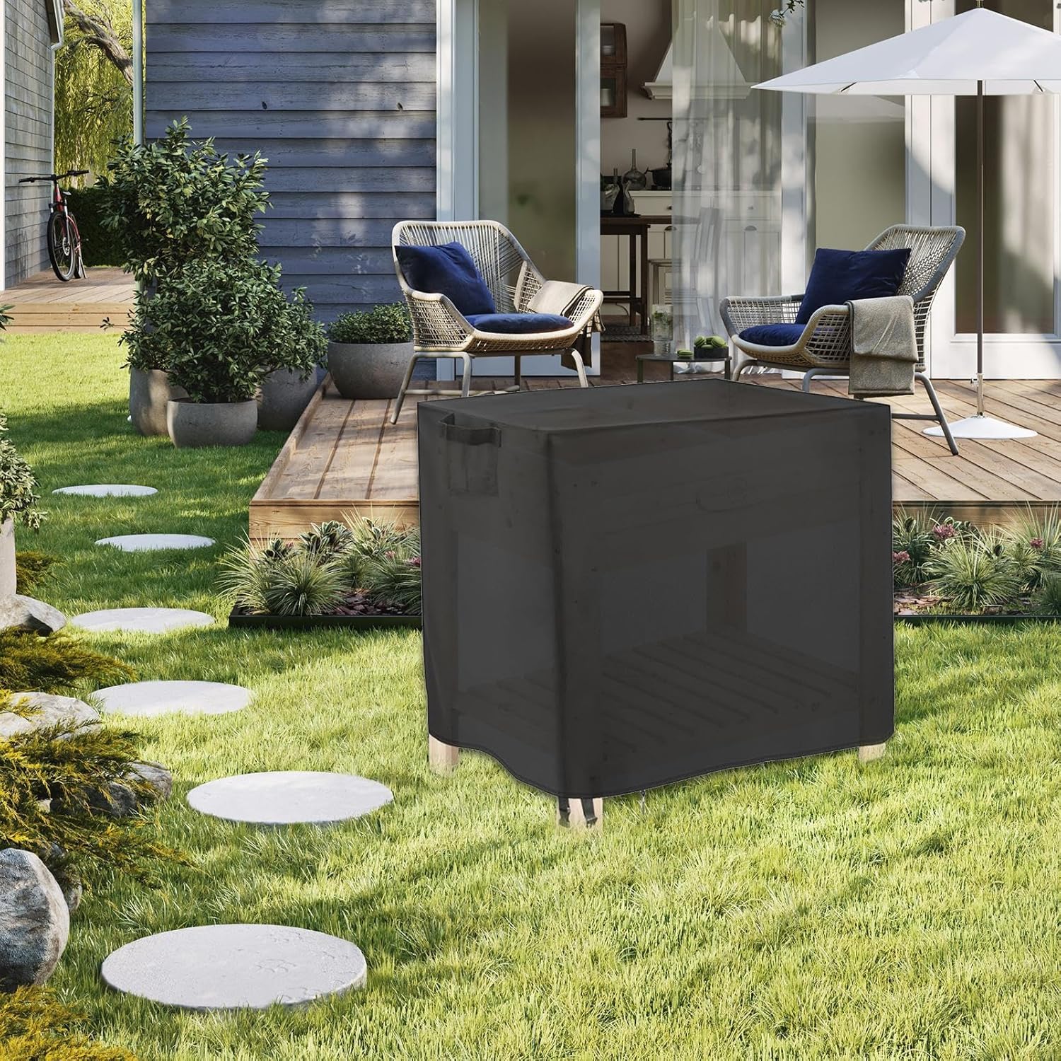 Outdoor Raised Garden Bed Cover, Raised Planter Boxes Stand Covers, Waterproof Elevated Wood Planter Box Stand Cover, Flower Box Covering For Winter With Drawstring, Freeze Protection For Backyard