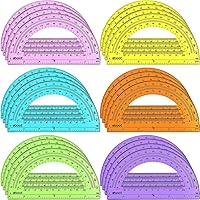 eBoot 24 Pack 6 Inch Plastic Protractors 180 Degrees Multi-Color Math Geometry Tools for Students