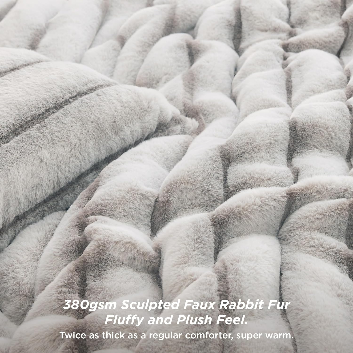 Bedsure Fluffy Comforter Set Queen - Faux Fur Comforter Queen Size Khaki, Soft Shaggy Bedding Comforter Sets, Winter Warm Luxury Fuzzy Bed Set 3 Pieces, 1 Comforter and 2 Pillowcases - Image 2