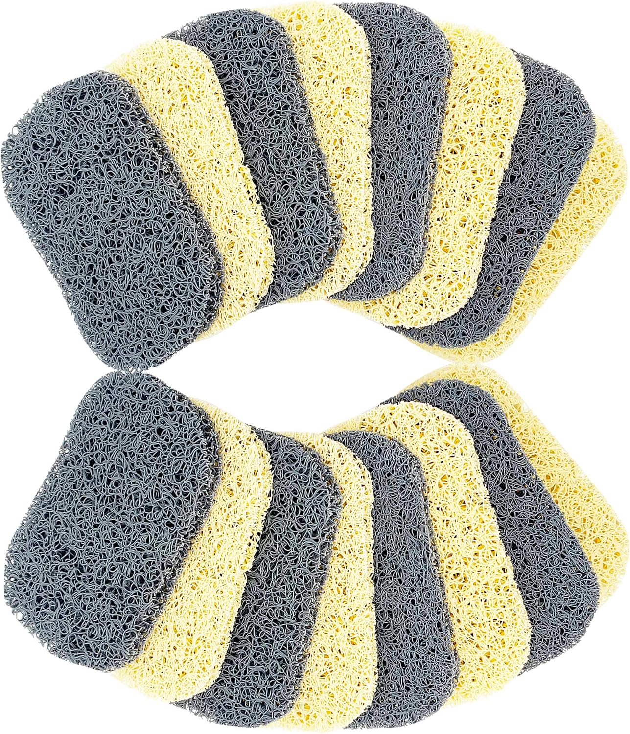 16pcs Soap Dish, Soap Holder Soap Pad,Self Draining Pads for Soap Dish,Soap Saver Dish for Kitchen Bathroom Travel - Beige/Grey
