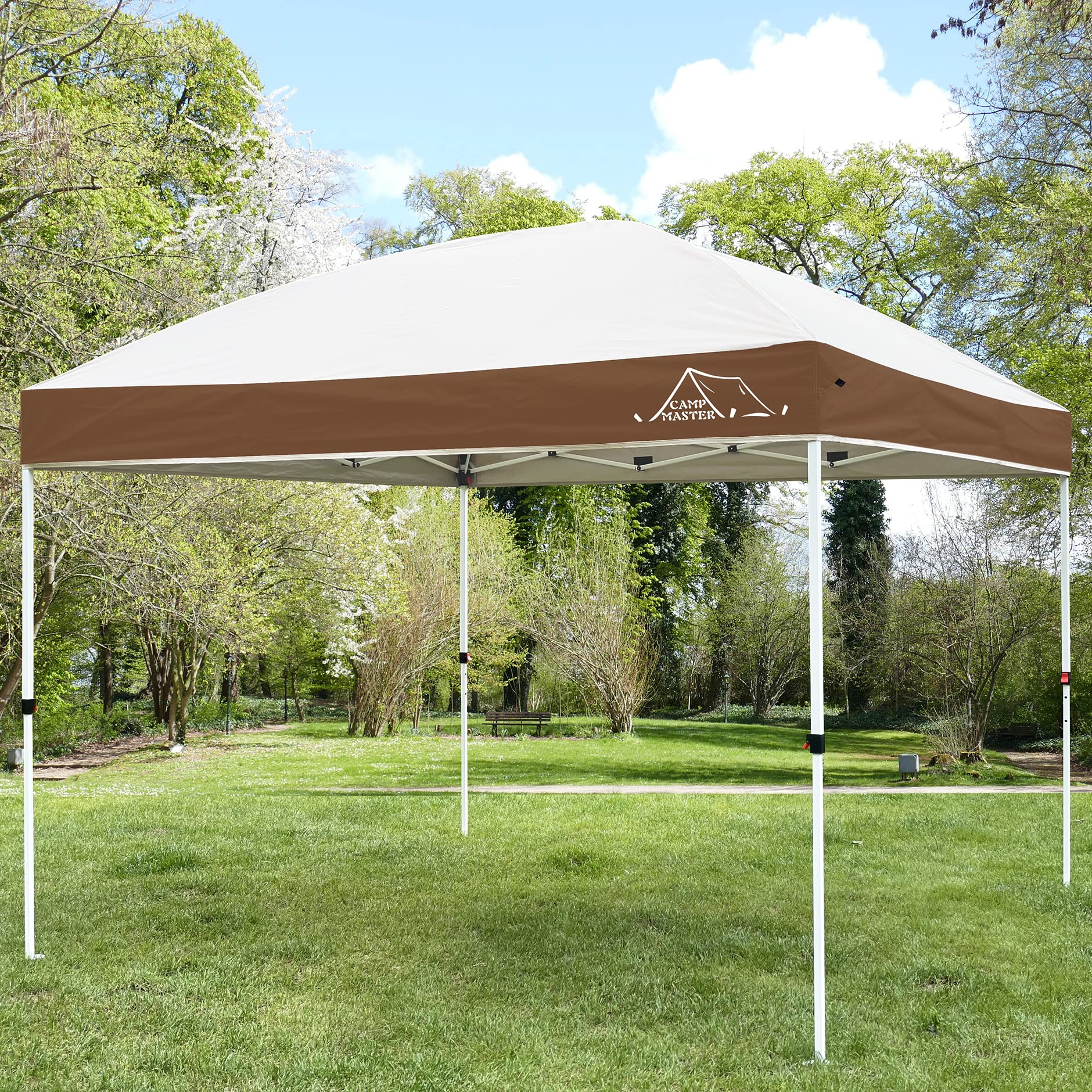 Photo 1 of Camp Master Canopy Tent, Outdoor 10x10 Pop Up Dome Canopy,Patio Tents for Parties,Quick Easy up Canopies with Waterproof Roof Roller Bag 4 sandbags (10X10 FT, Brown)