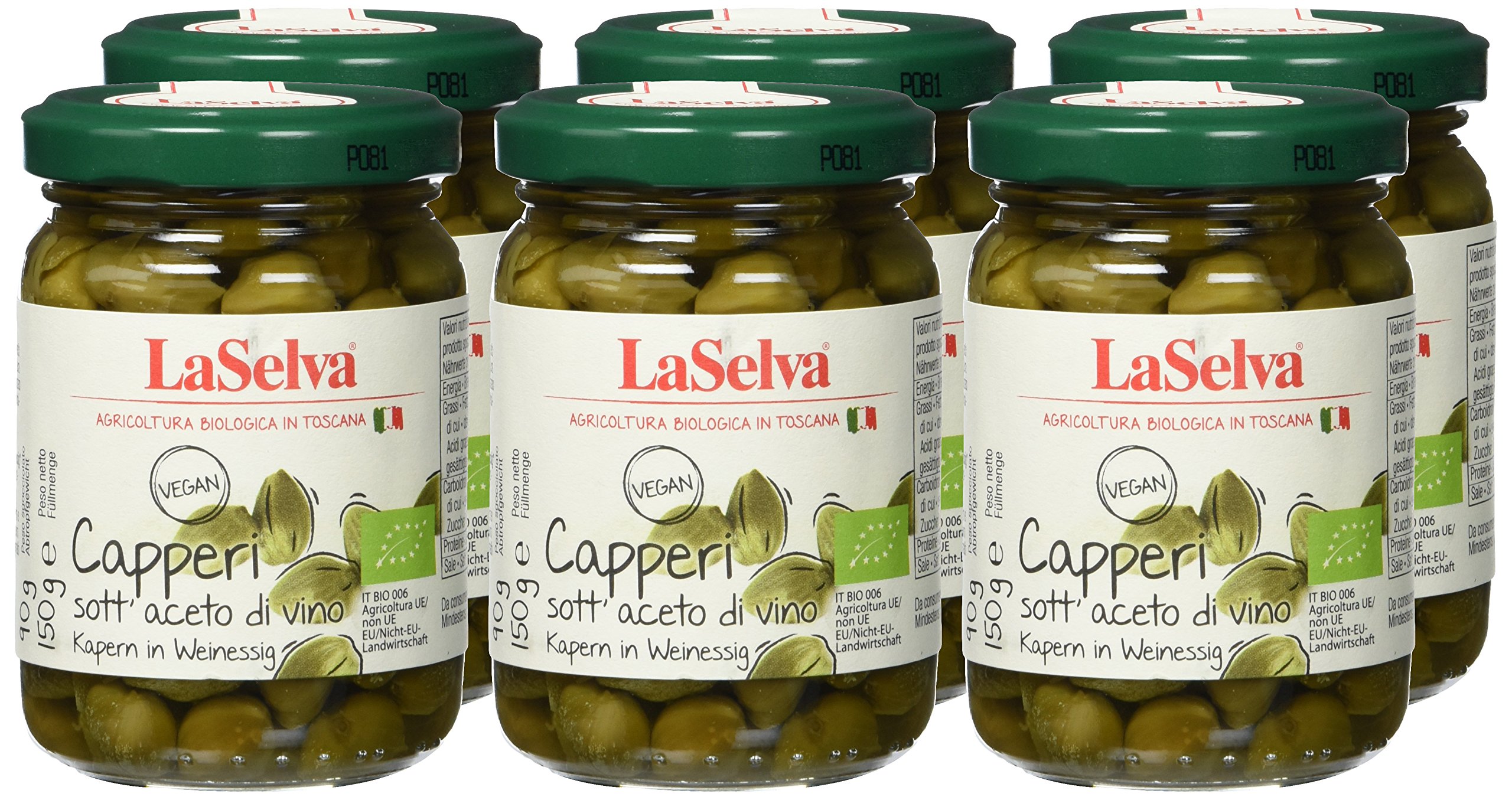 La Selva Kapern in Essig Bio Feinkost, 6er Pack (6 x 150 g)