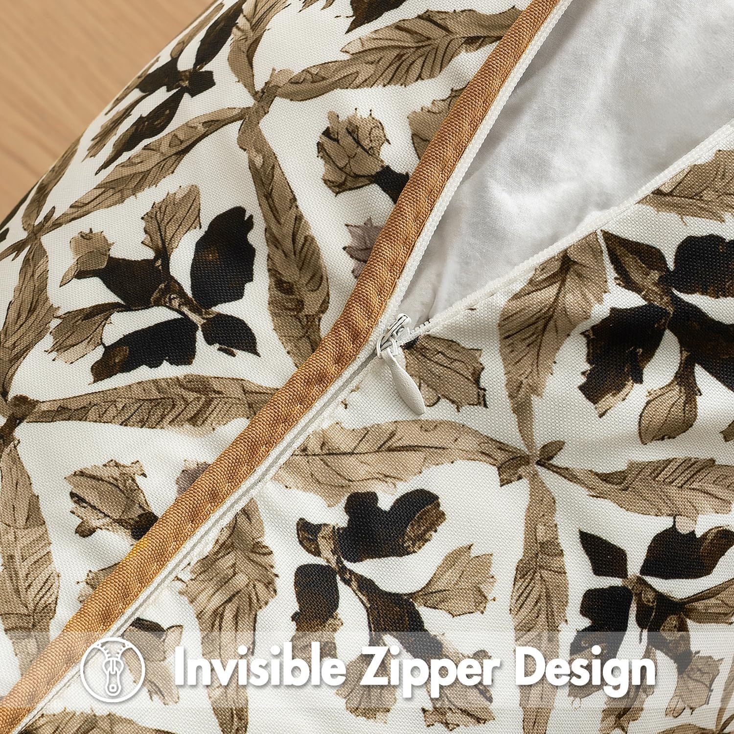 MIULEE Floral Decorative Pillow Covers Set of 2,Block Print Throw Pillowcases Outdoor Boho Farmhouse Vintage Accent Cushion Covers for Couch paito Garden Sofa Bed 18x18 Inch, Coffe-Brown