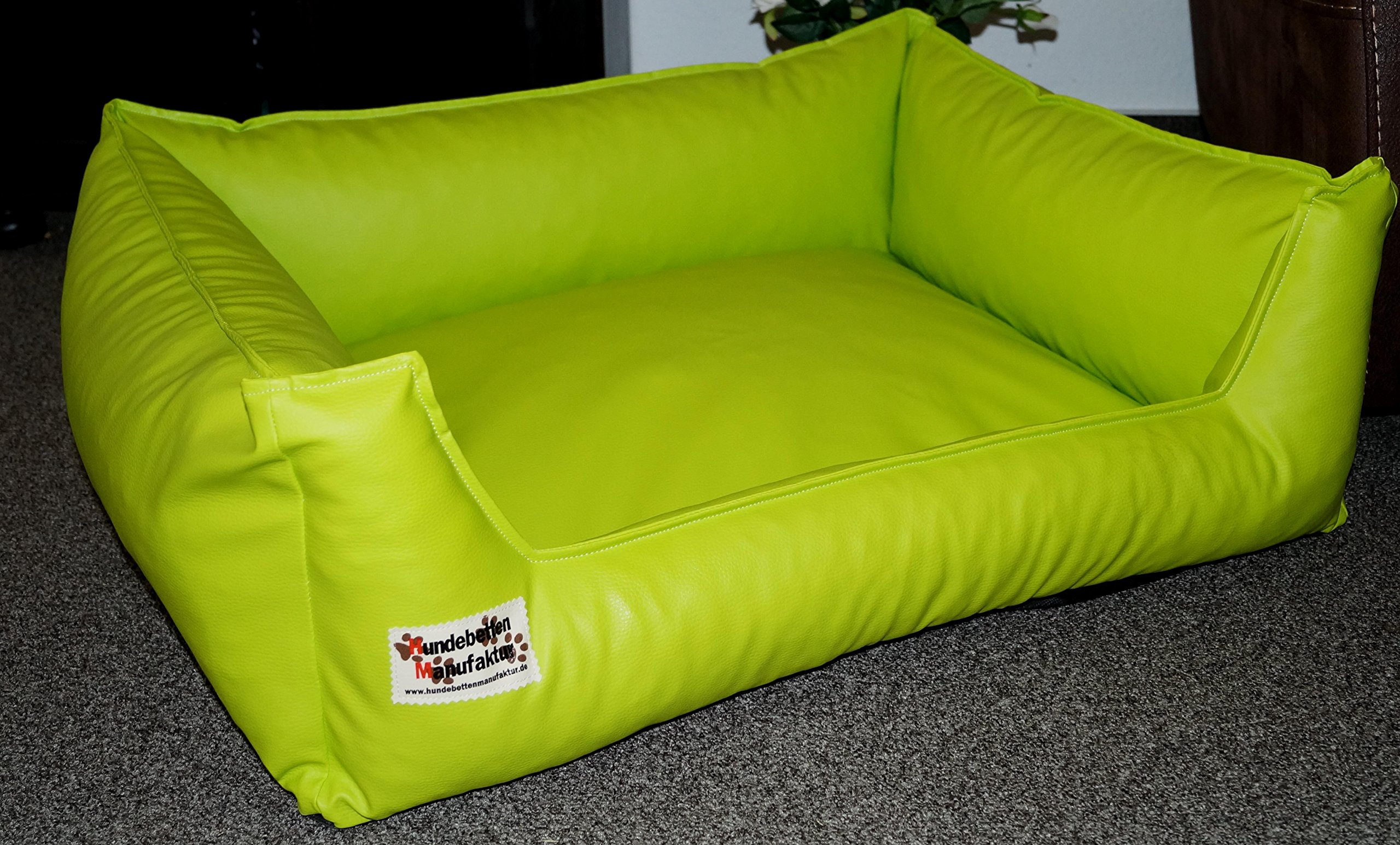 Hundebett Hundesofa Schlafplatz Kunstleder Acceso Farbe und Größe wählbar von XS bis XXL (80 cm X 60 cm, Limone)