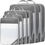 BAGAIL 6 Set/8 Set Compression Packing Cubes, Ultralight Expandable Packing Organizers for Carry on Travel Luggage(6set Jet Black)