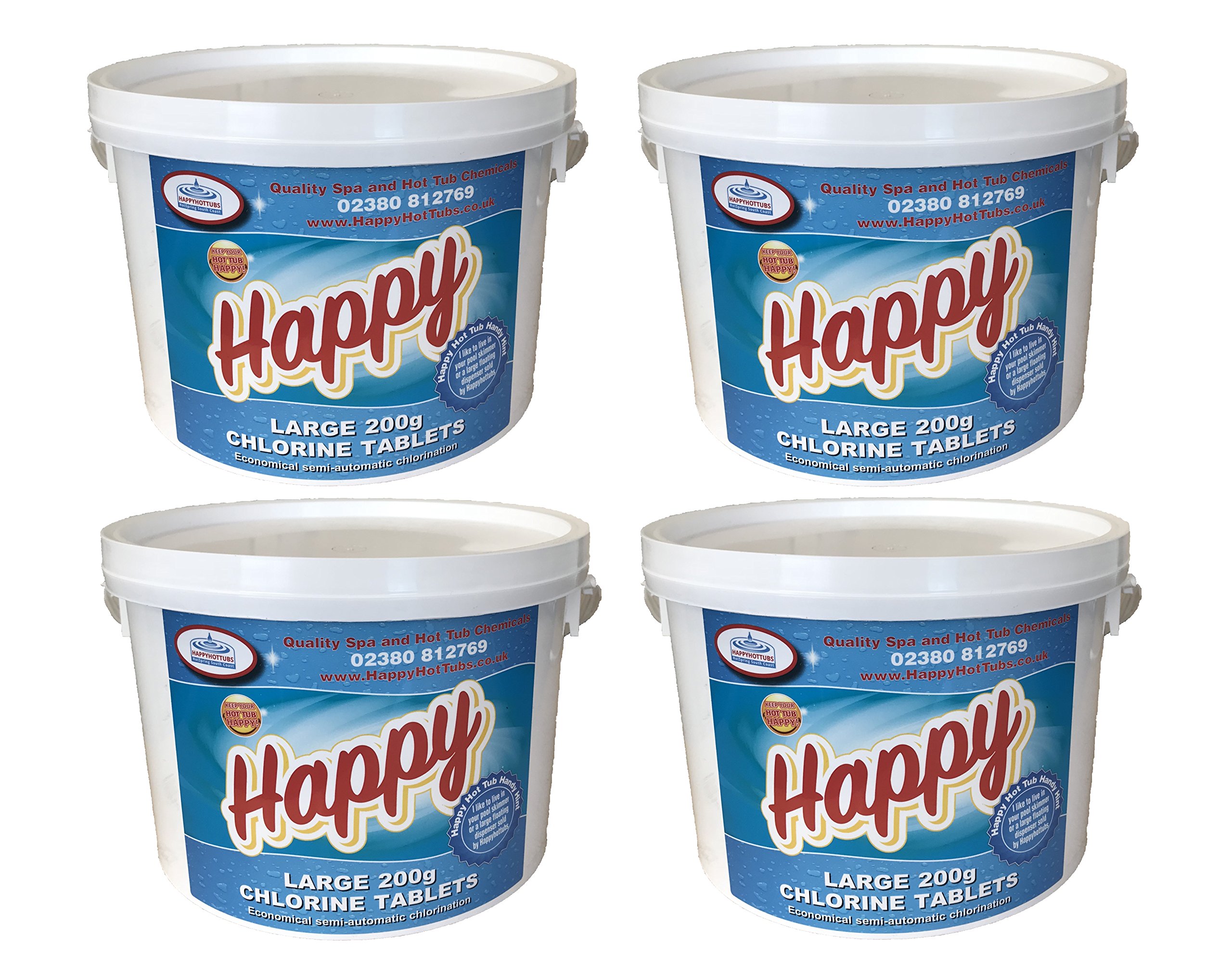 Happy Chlorine Tablets 200g 2kg Swimming Pools Hot Tubs Spas (4 x 2kg)