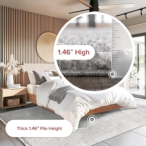 Miniatura 4 de nuLOOM Neva - Alfombra de área afelpada y moderna, con borlas, 9 x 12 pies, color gris