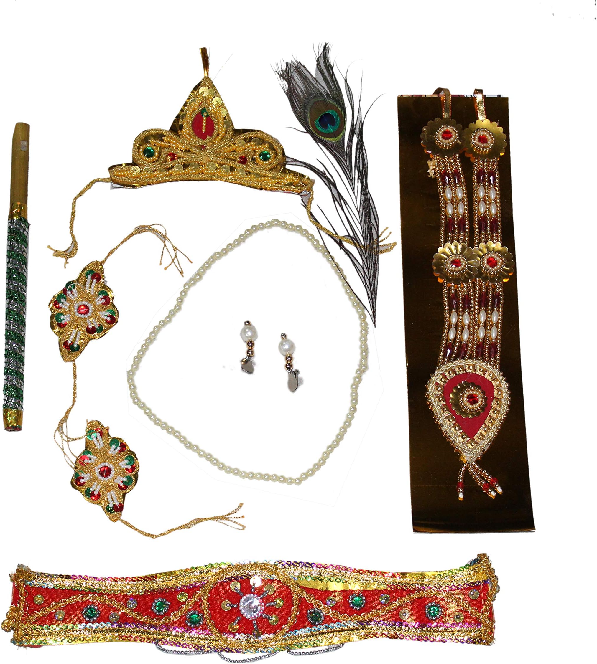 Kaku Fancy Dresses Krishna Jewellery for Kids/Janmashtami/Bal Gopal Dress/Kanha Accessories/Bal Krishna Mukut/Krishna Sringar Jewellery