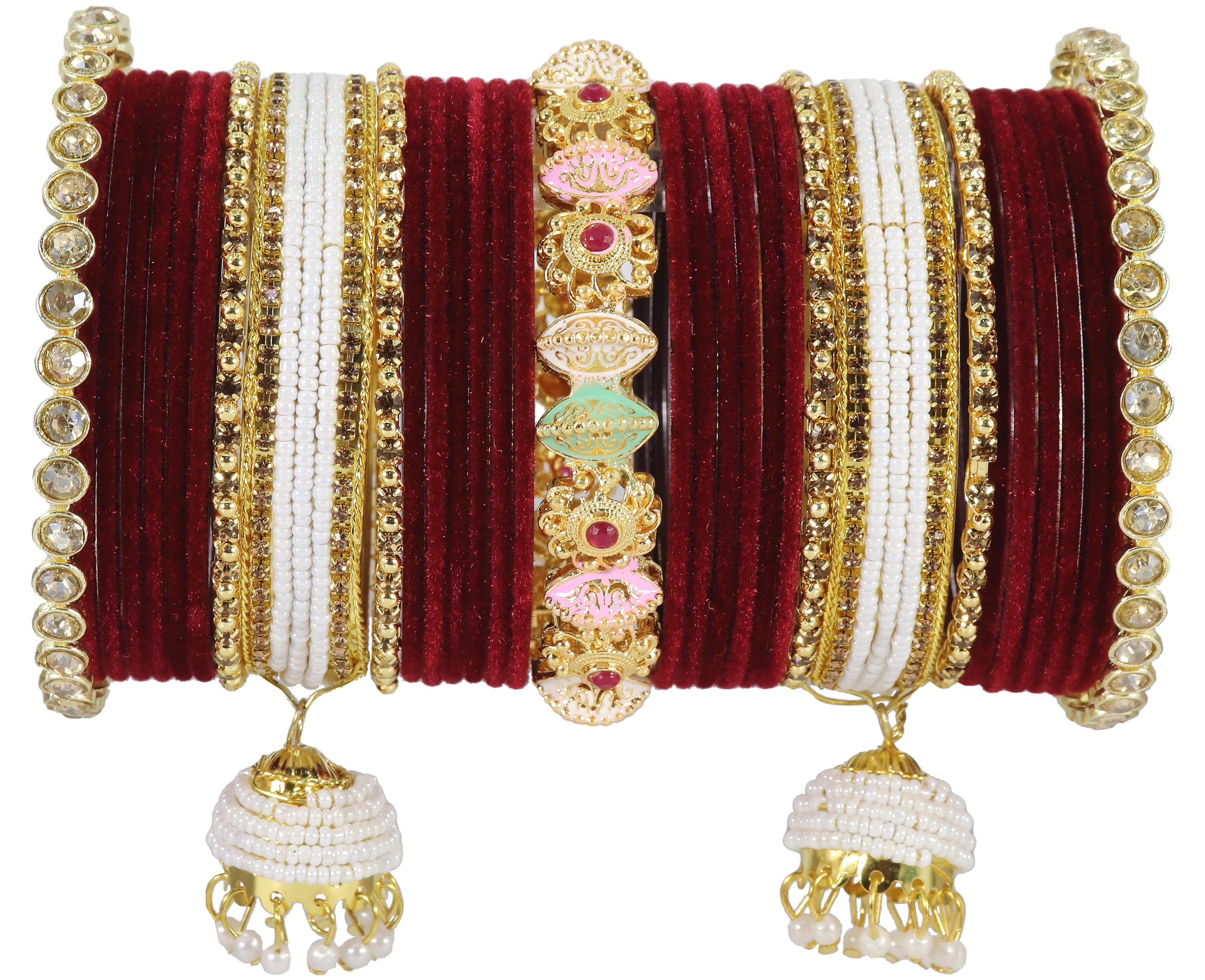 Bridal Maroon Chura Set for Women