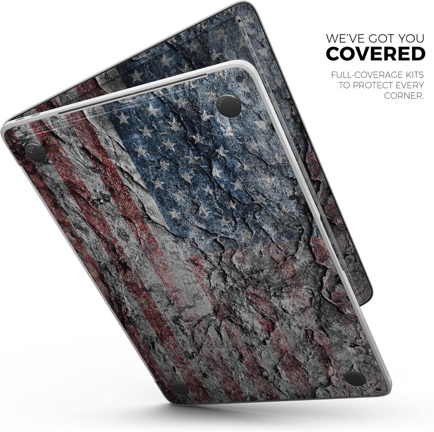 DesignSkinz - Aged and Wrinkled American Flag - Full-Body Wrap Protective Decal Skin Kit Compatible with MacBook 16" Pro M1 (A2485)
