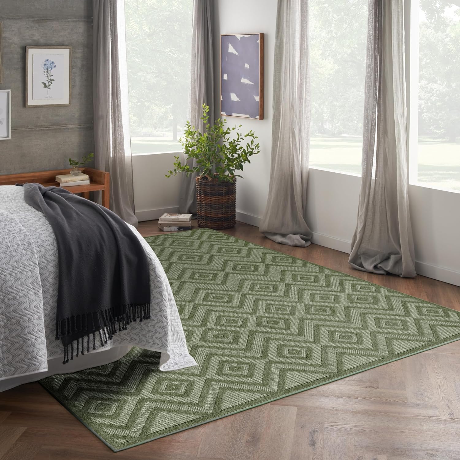 Amazon.com: Nourison Home Versatile Modern Indoor/Outdoor Green 8' x 10 ...