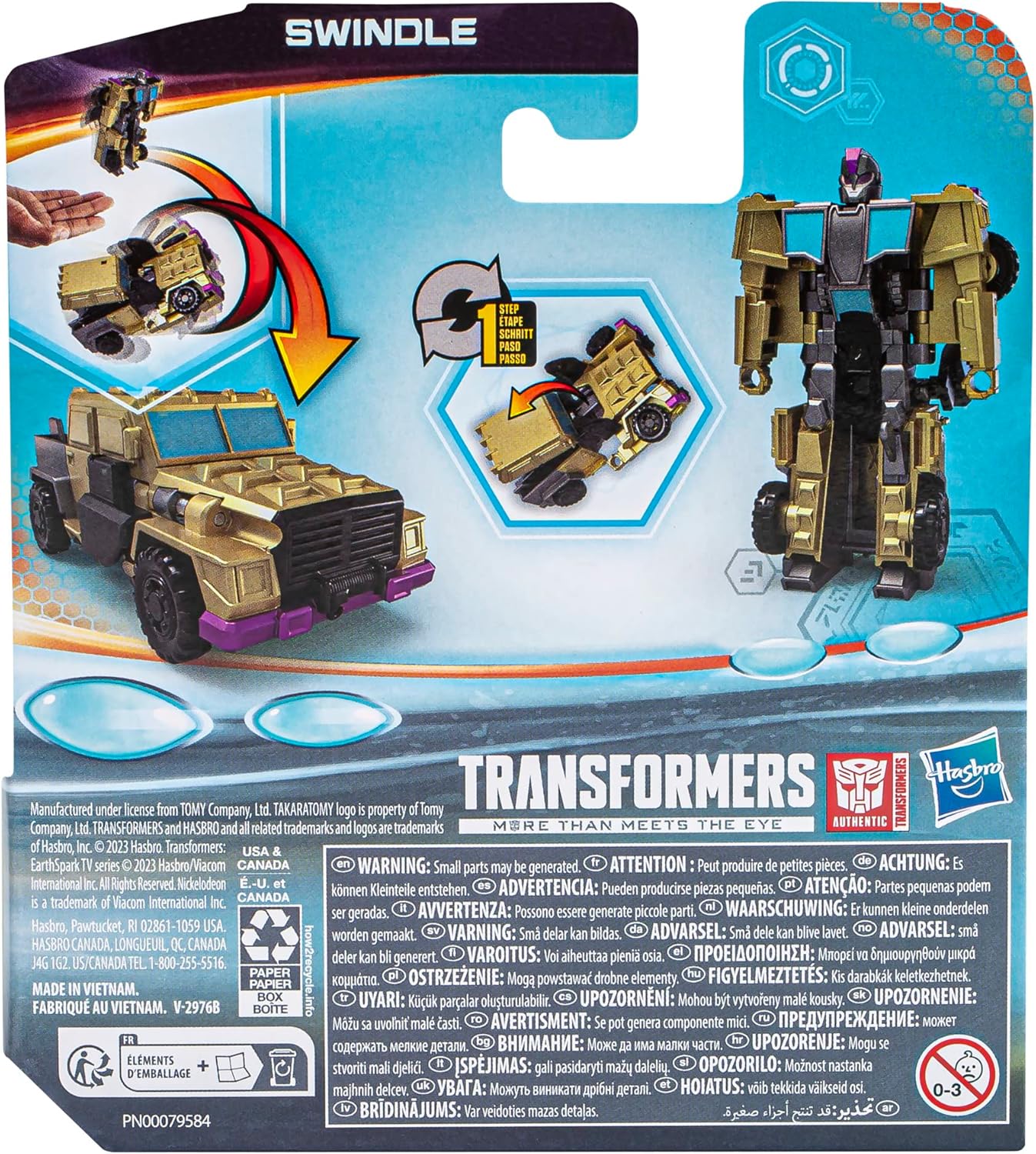 Transformers Toys EarthSpark 1-Step Flip Changer Swindle 4-Inch Action Figure, Robot Toys for Ages 6 and Up