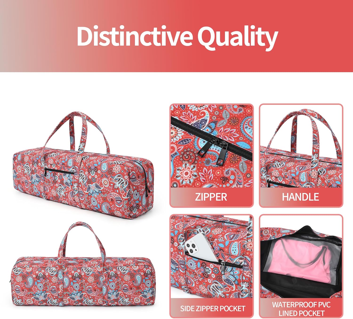 Boulder Bee | Yoga Mat Bag | Large Yoga Mat Carrier with Wet Pocket | Yoga Gifts | Gym Tote Bag for Women - Image 3