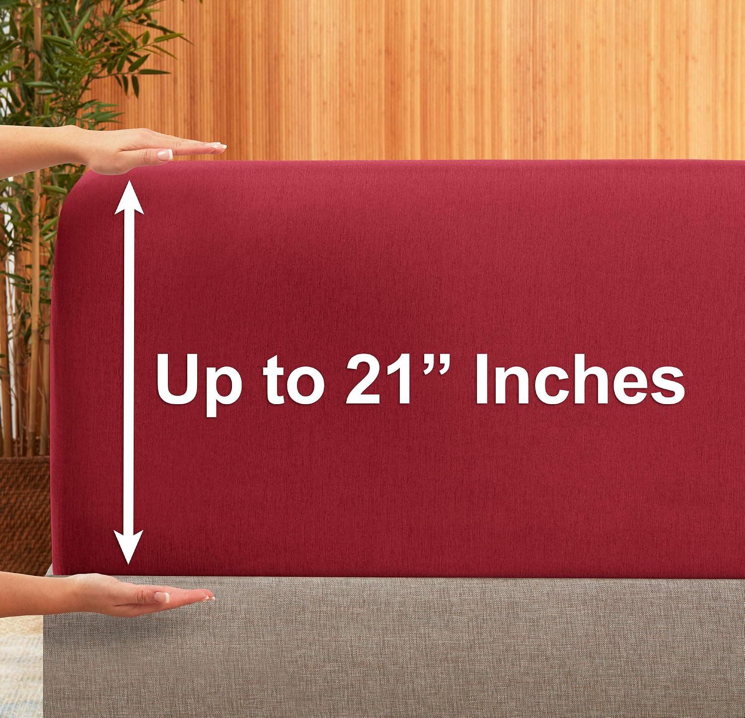 Extra Deep Pocket Sheets - Bamboo Blend 6-Piece 21” Bed Sheet Set – Bamboo and Microfiber Blend – Extra Deep Bed Sheet – Ultra Deep Sheets for Deep Pockets Mattress - Queen - Burgundy Red