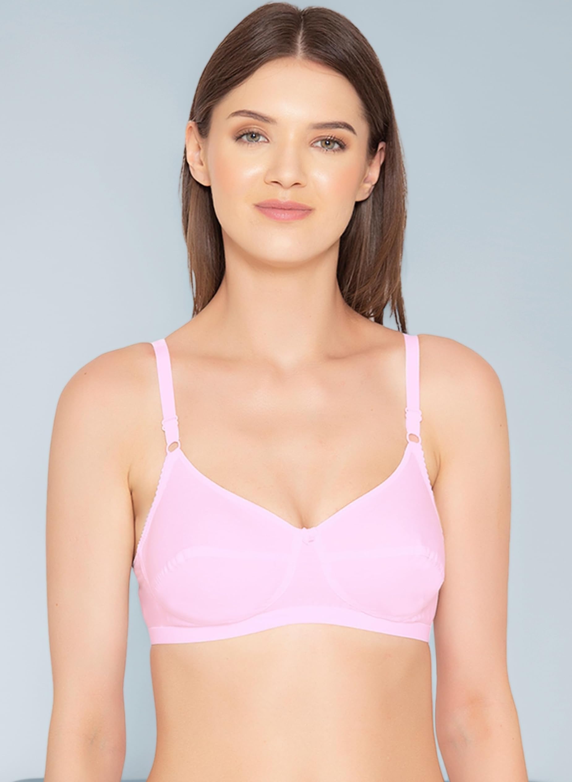 Groversons Paris Beauty Women's Non-Padded Wire-Free Full Coverage Cotton Bra | Adjustable Straps | Hook & Eye Closure | Soft Everyday Bra