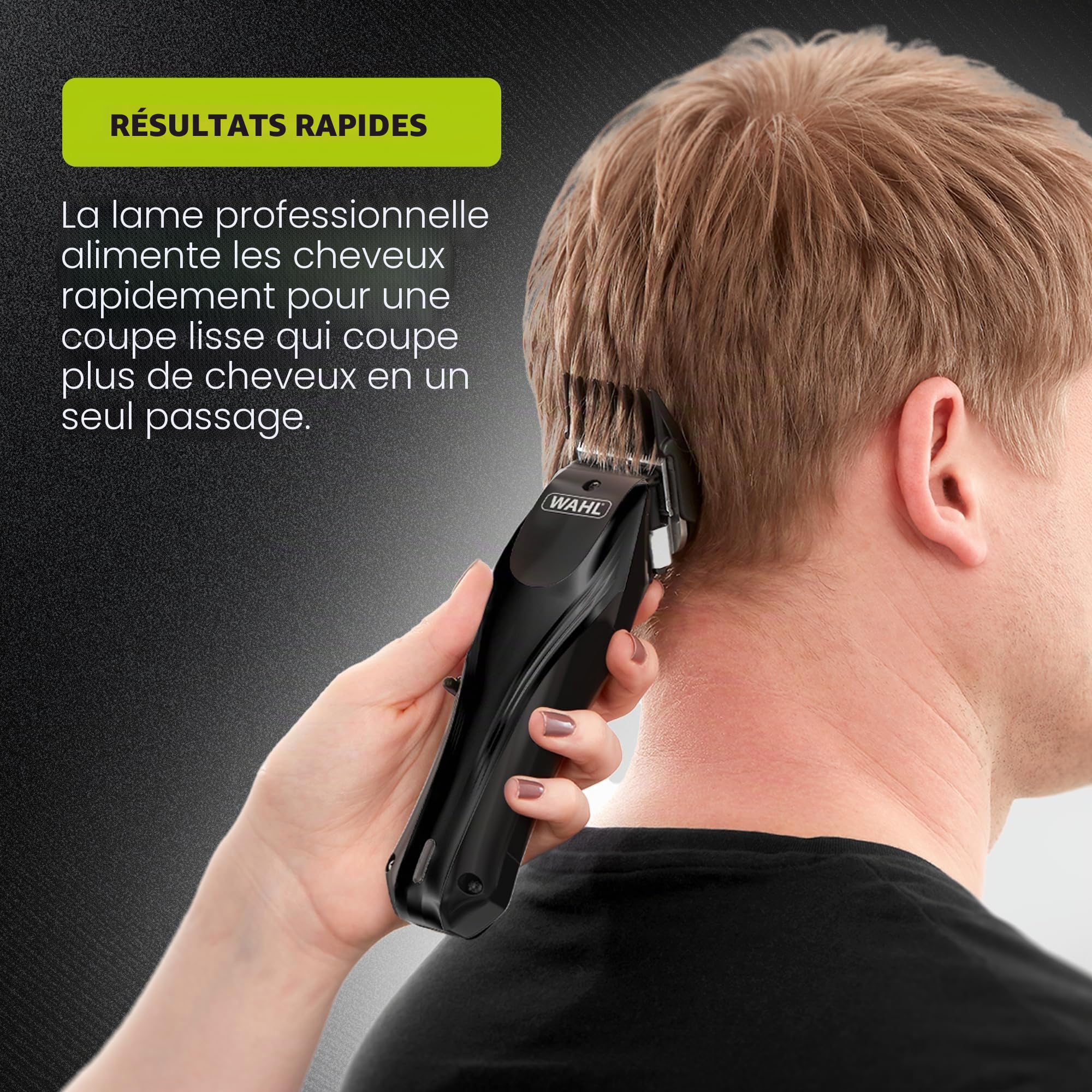 WAHL Rapid Clip, tondeuses à cheveux pour hommes, rechargeable par USB, tonte des poils des oreilles/du nez, bras conique, coupes de cheveux complètes à domicile, batterie lithium-ion