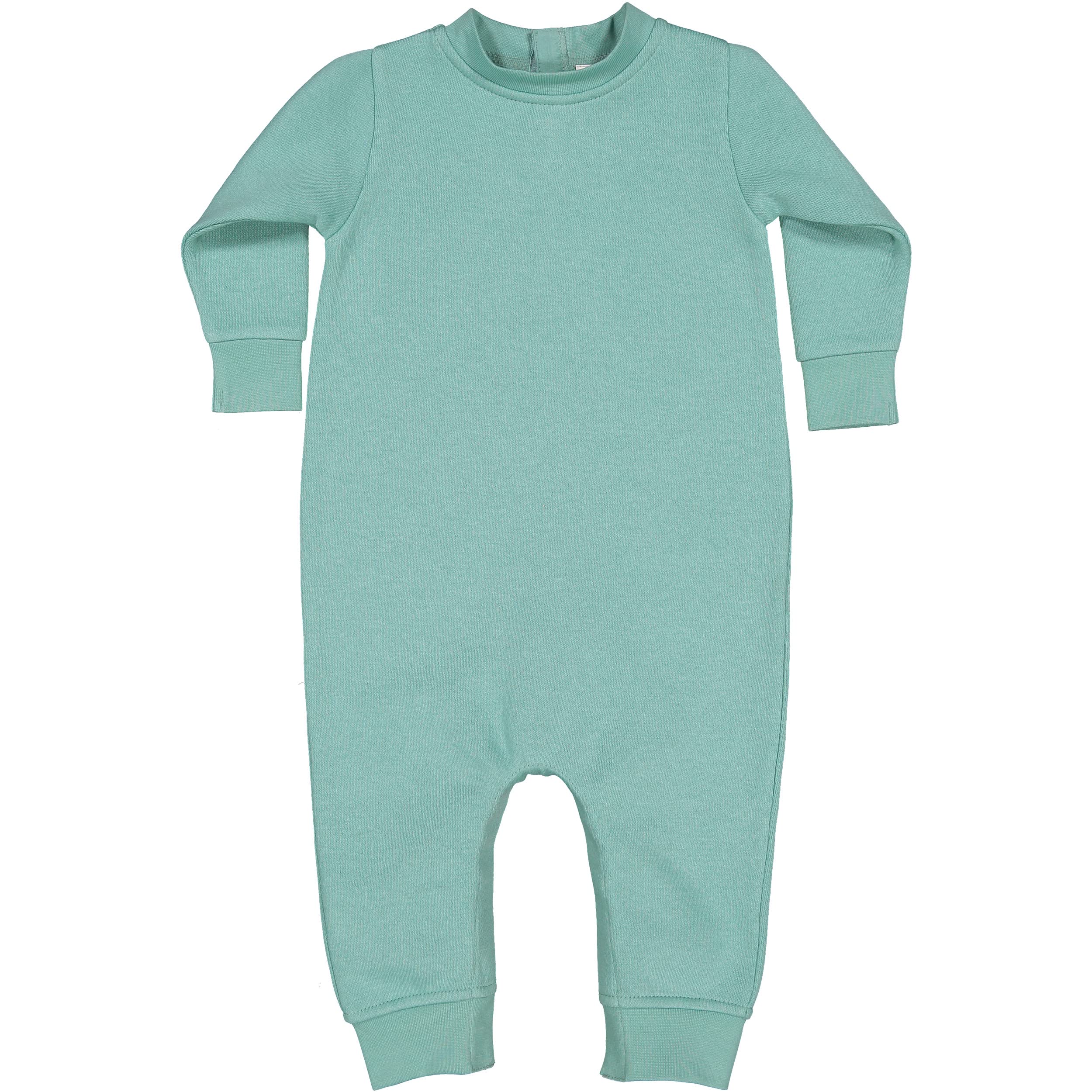 RABBIT SKINS Infant Fleece One Piece Romper| Baby Long Sleeve Long Leg Bodyuit, Saltwater, 24 Months