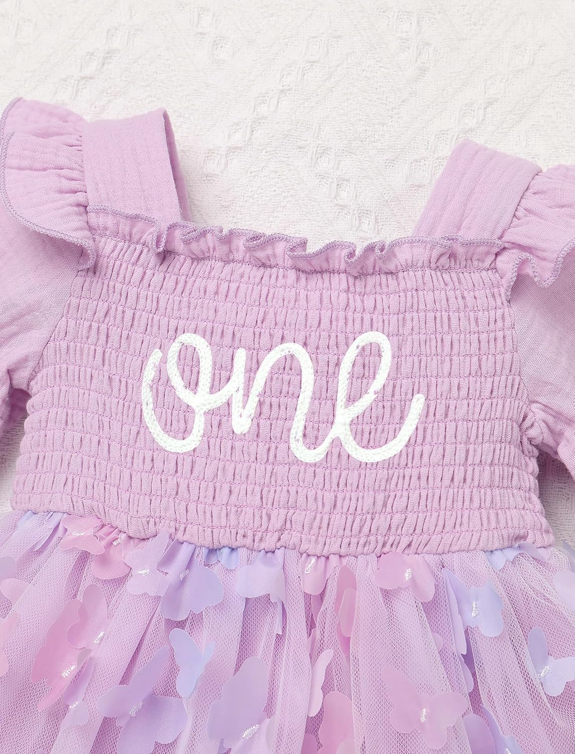 ODASDO Baby Girls First Birthday Outfit Sqaure Neck Ruffle Long Sleeve Tulle Tutu Romper Dress with Bow Headband - Image 7