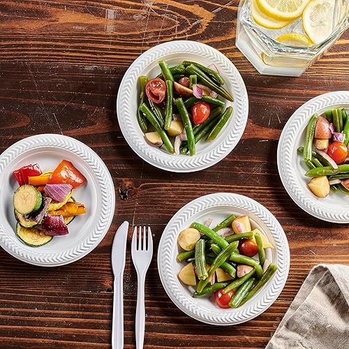 Miniatura 2 de PLASTICPRO 200 platos redondos de plástico blanco de 6 pulgadas, calidad premium, platos desechables ligeros para fiestas y bodas