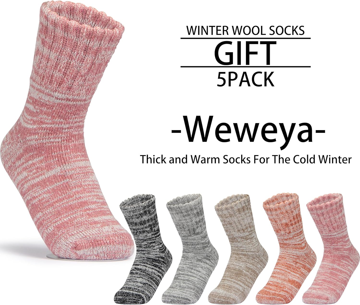 Weweya Boot Socks for Women - Thick Winter Knit Warm Socks - Gifts for Women - Image 2