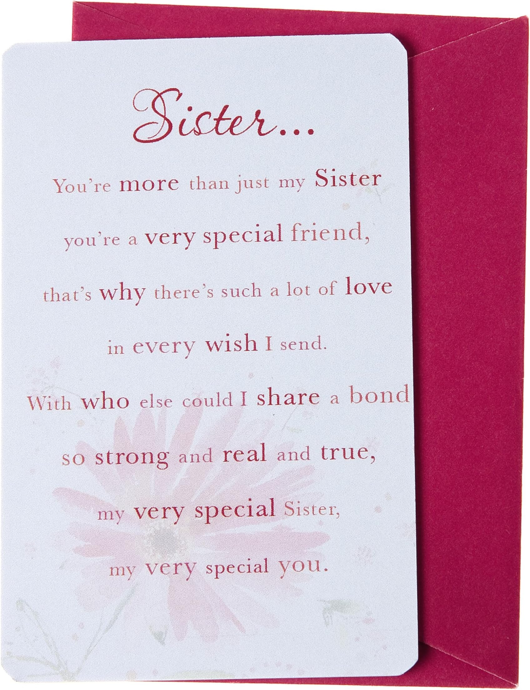 Wishing Well Words of Endearment Sentimental Message Card for Sister