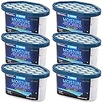 ZARPAX Moisture Absorber Activated Charcoal 6.5 oz/185g | Removes Moisture, Damp, Humidity & Odors | Odor Absorber | Moisture Trap for Bathroom, Closet, Kitchen & Small Spaces | Set of 6