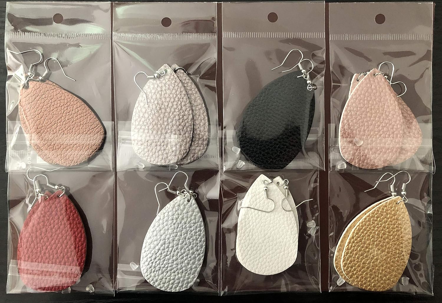 monochef Leather Earrings Lightweight Faux Leather Leaf Dangle Earrings Teardrop Earrings Antique Handmade Earrings for Women Gift, 8 Pairs
