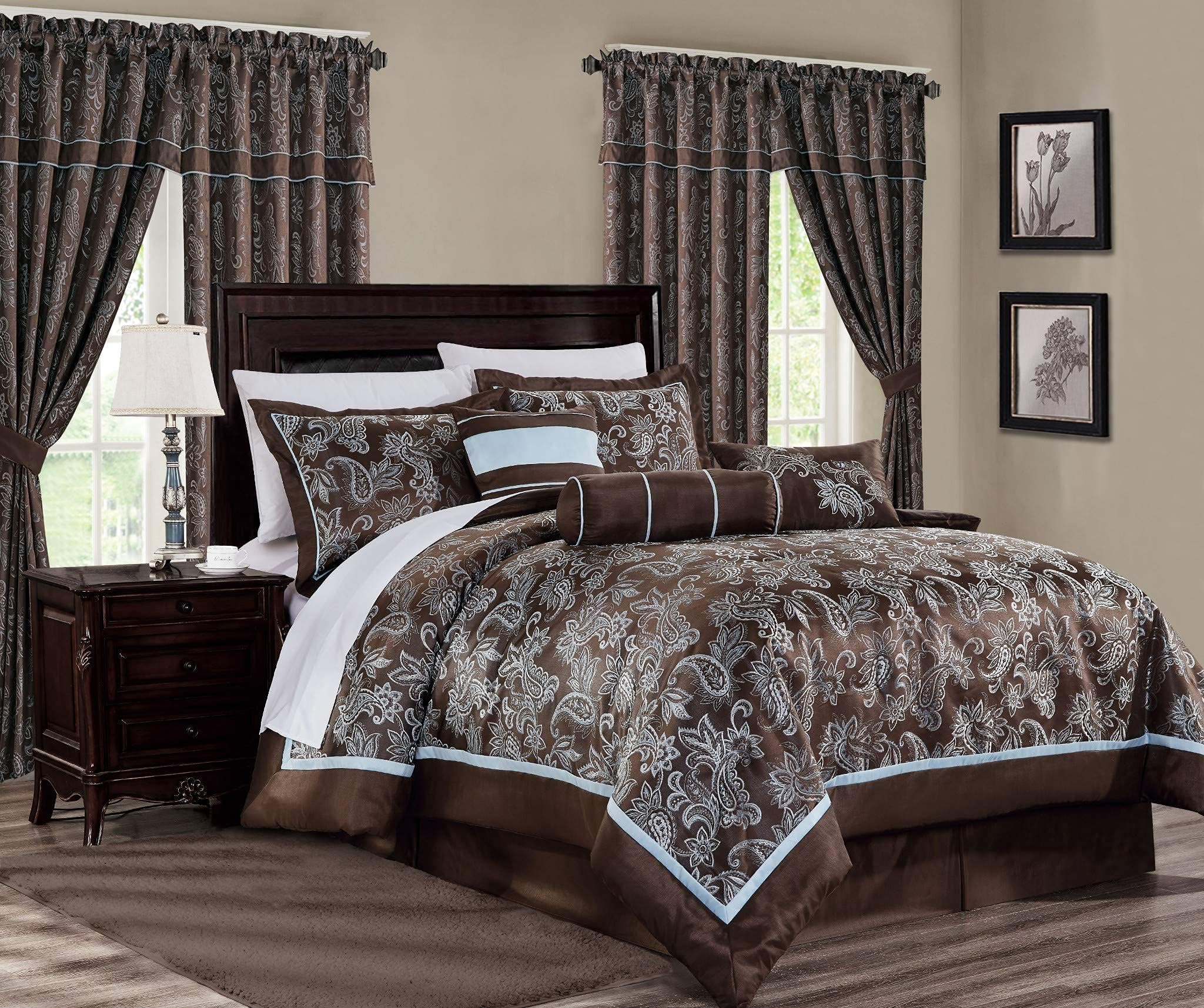 Blue And Brown Comforter Set