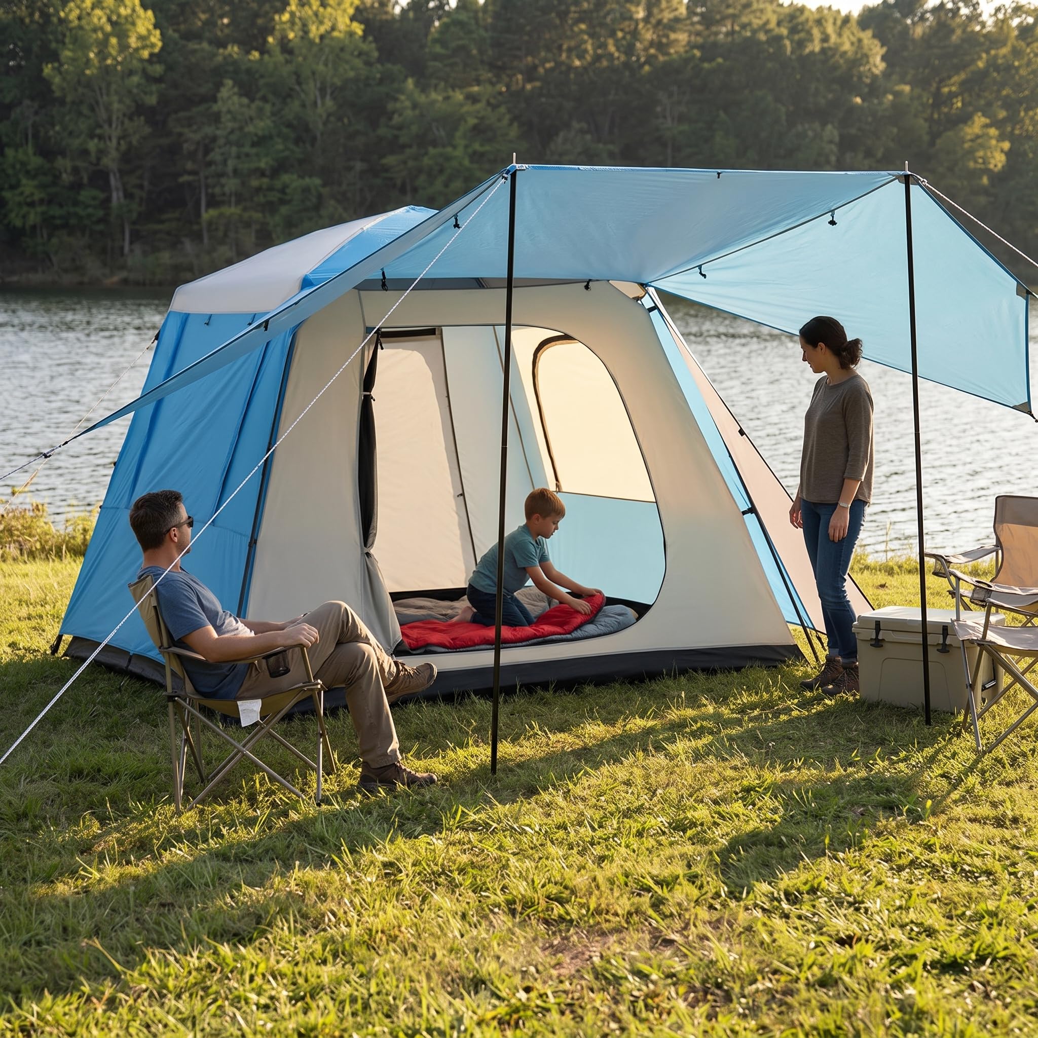 Zelt 4 Personen – Automatisches Wurfzelt Wasserdicht für Camping & Familie