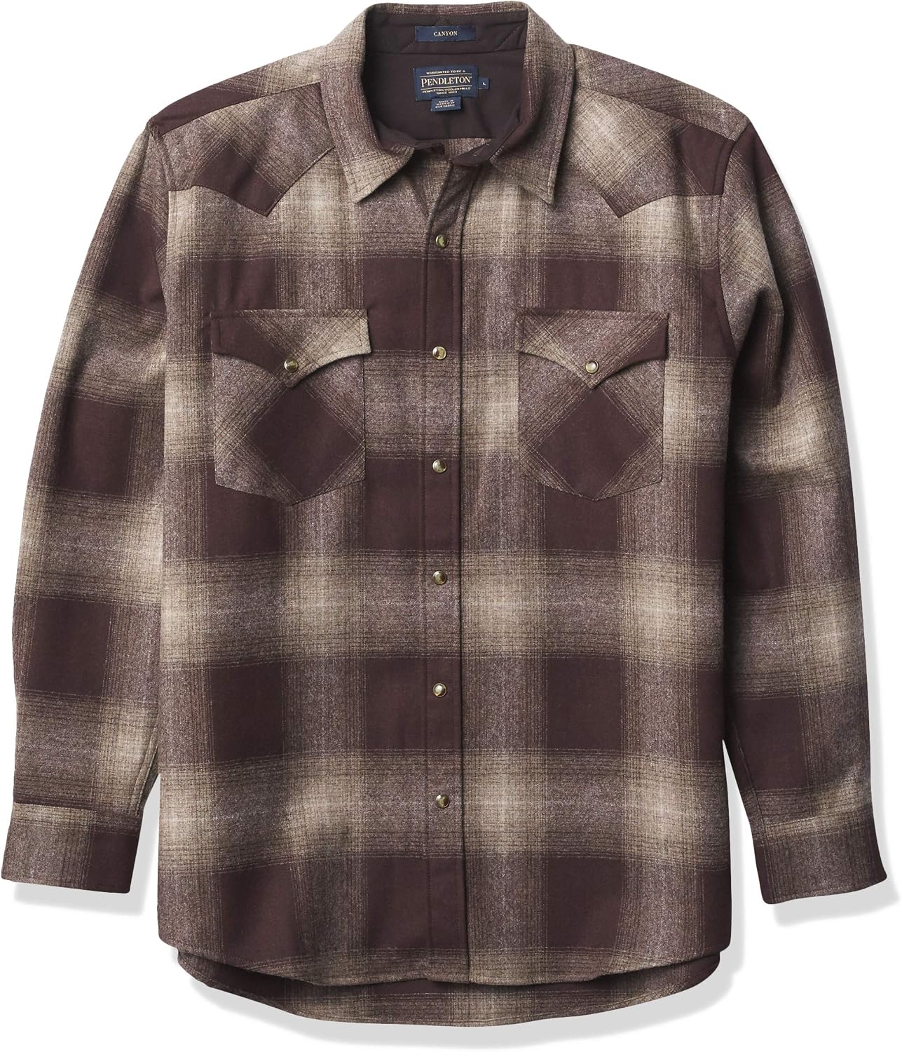Pendleton Men's Long Sleeve Snap Front Classic Fit Canyon Wool Shirt