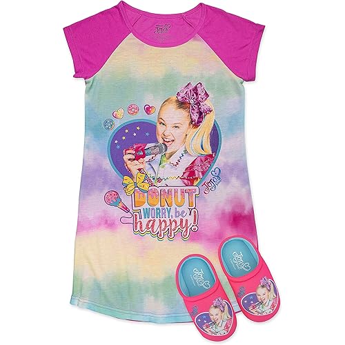JoJo Siwa Long Girls Pajama Set with Slippers, Dorm Pajama Girls sizes